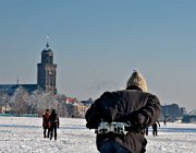 Schaatsen op de uiterwaarden, Deventer  (c) Henk Melenhorst : sneeuw, winter, schaatsen